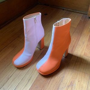 Circus by Sam Edelman Freddie Two-tone Bootie Orange + Pink